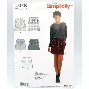 Simplicity Pattern D0718 Size US 6-14 Miss Skirt 2 Length Pocket Trim Vary Uncut